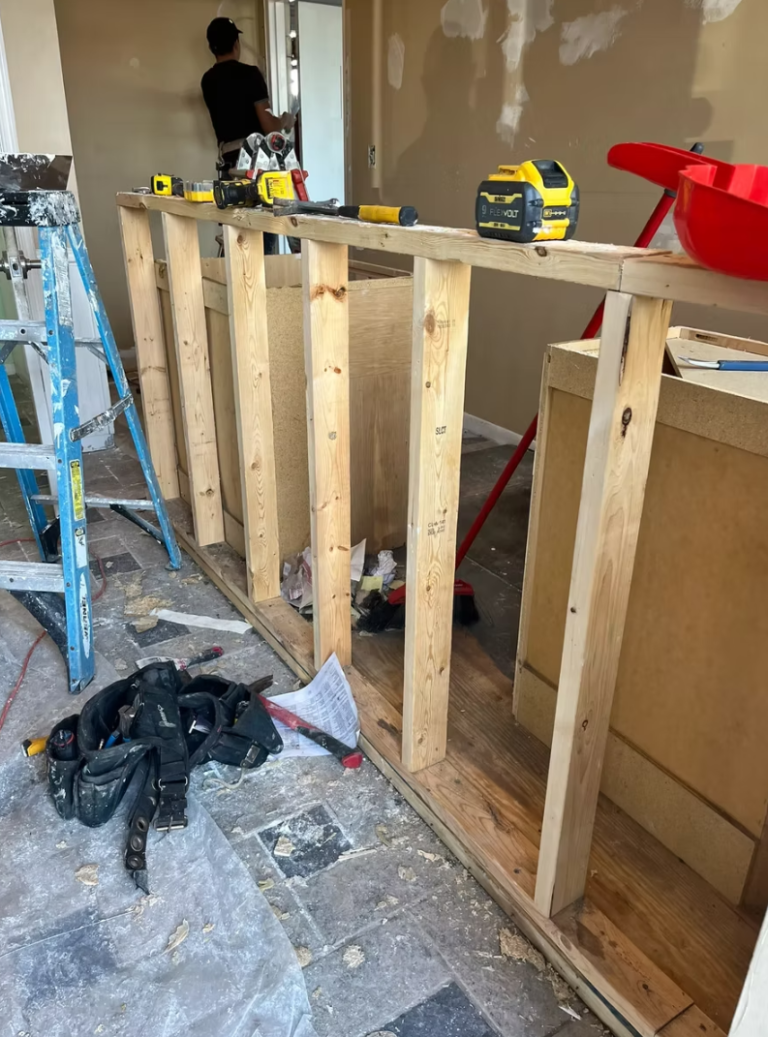 Interior framing for a remodel by Cas and Cal Construction
