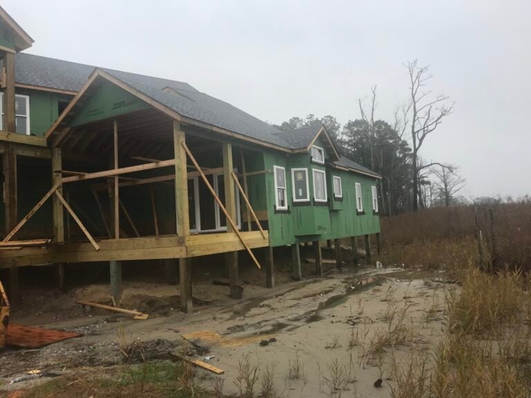 Custom home framed on pilings by Cas and Cal Construction